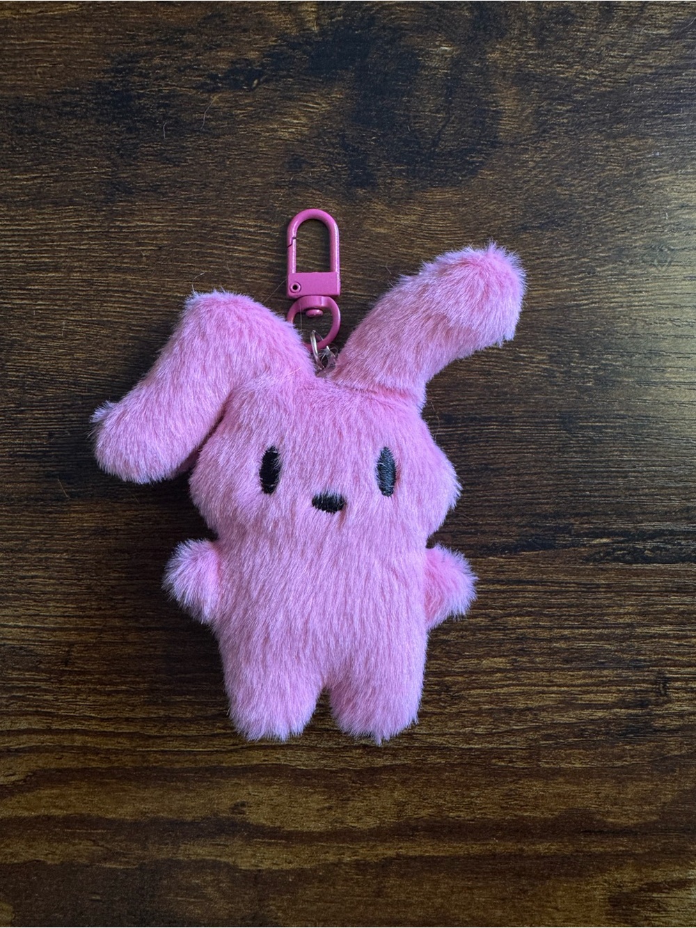 Pink Plush Bunny Key & Card Holder with Clip
